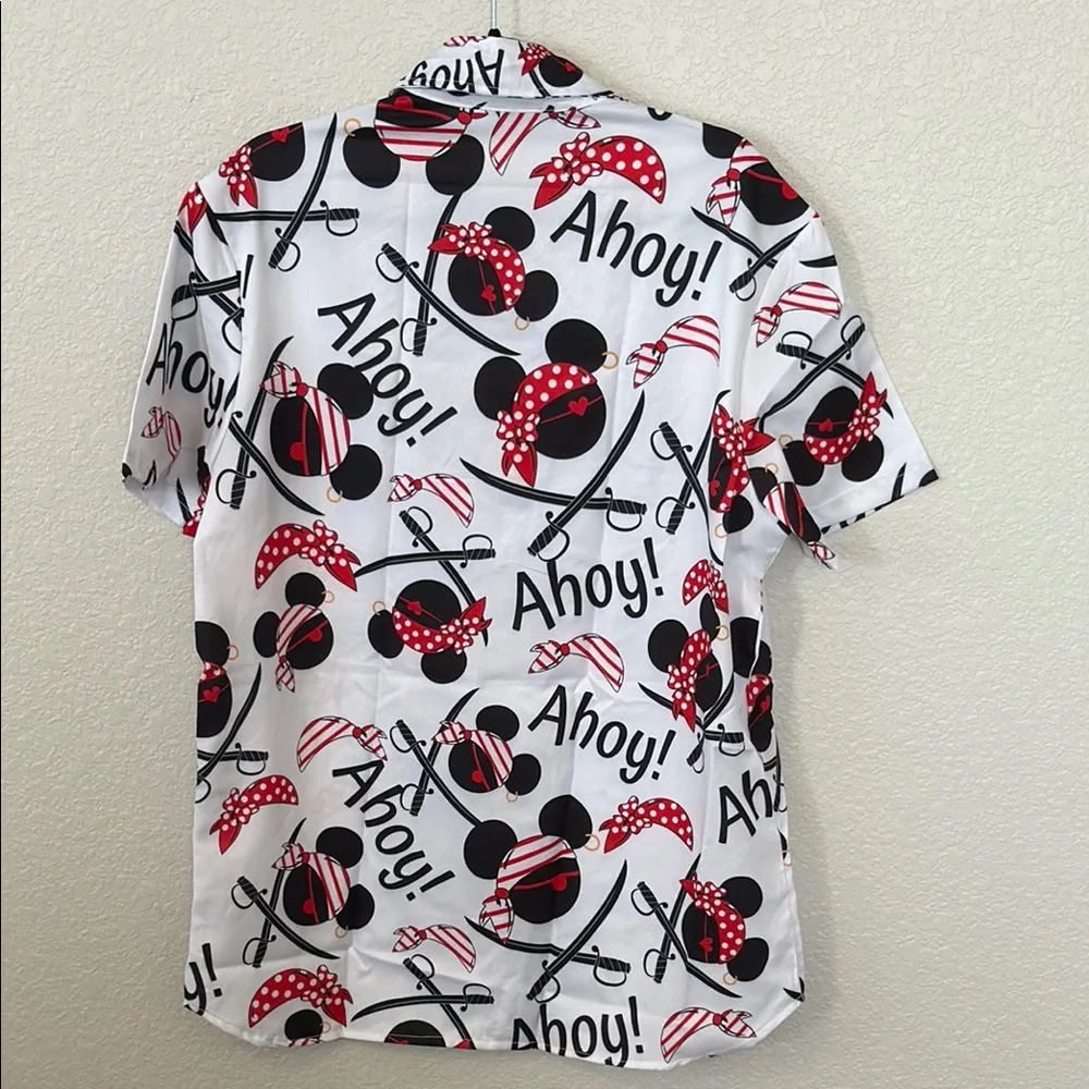 Disney Men's Ahoy Mickey Mouse Shirt - Red and Black Pirate unisex medium - Picture 5 of 5